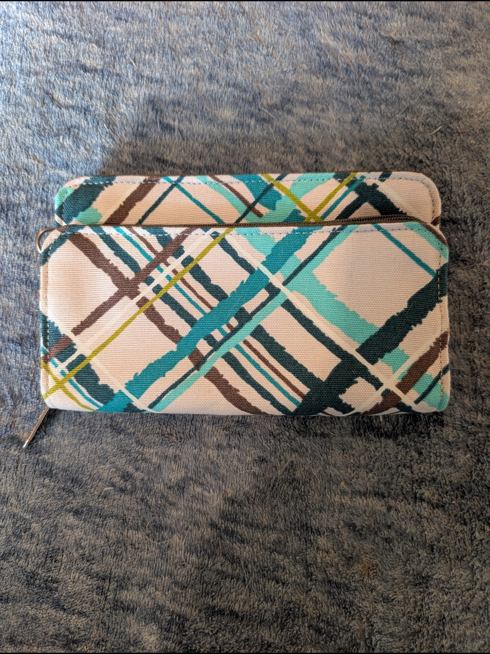 thirty-one Plaid Brushstroke Zip Around Wallet